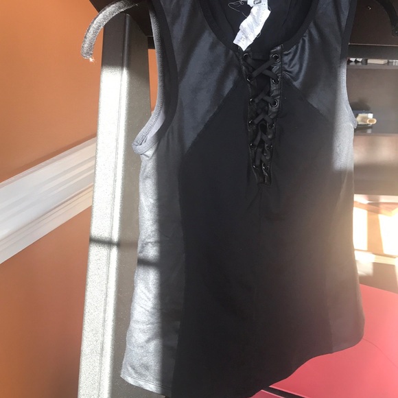 Fabletics corset style black lace up tank - Picture 7 of 16